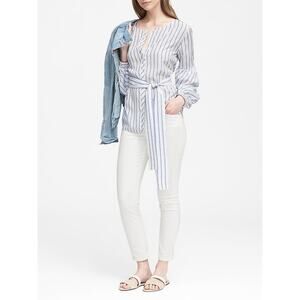 Banana Republic Striped Bubble sleeve Button down blouse